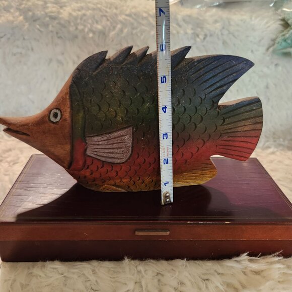 Hand-Carved Wooden Fish Sculpture - Picture 3 of 9